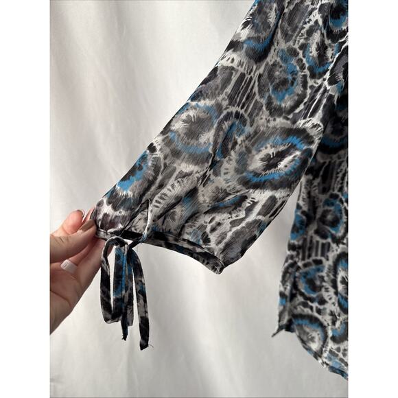 JM Collection Women’s Petite 16 Whimsigoth Sheer Colorful Metallic Blouse Boho - Picture 3 of 12